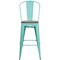 Flash Furniture Mint Green Metal Barstool with Back and Wood Seat, 30" High, PK4 4-ET-3534-30-MINT-WD-GG - alternate 4